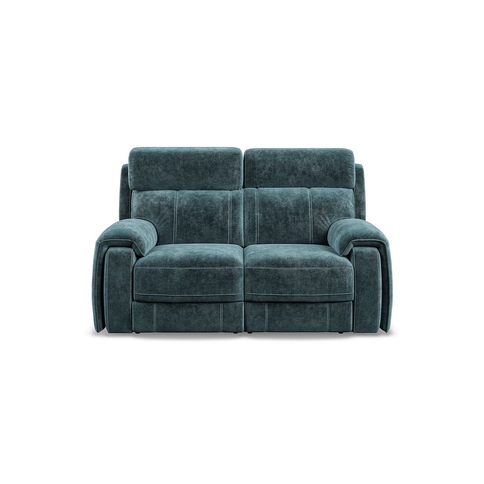 Leo 2 Seater Recliner Sofa with Adjustable Headrests in Descent Blue Fabric 2