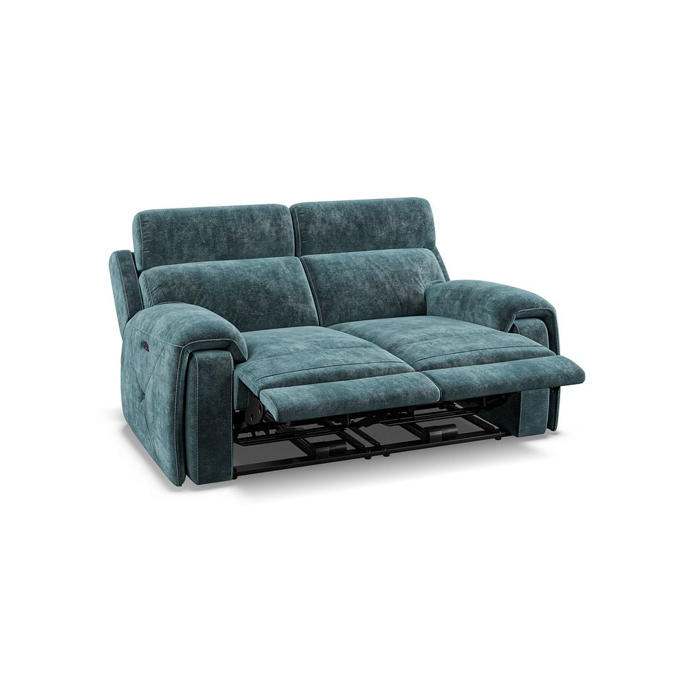 Leo 2 Seater Recliner Sofa with Adjustable Headrests in Descent Blue Fabric 4