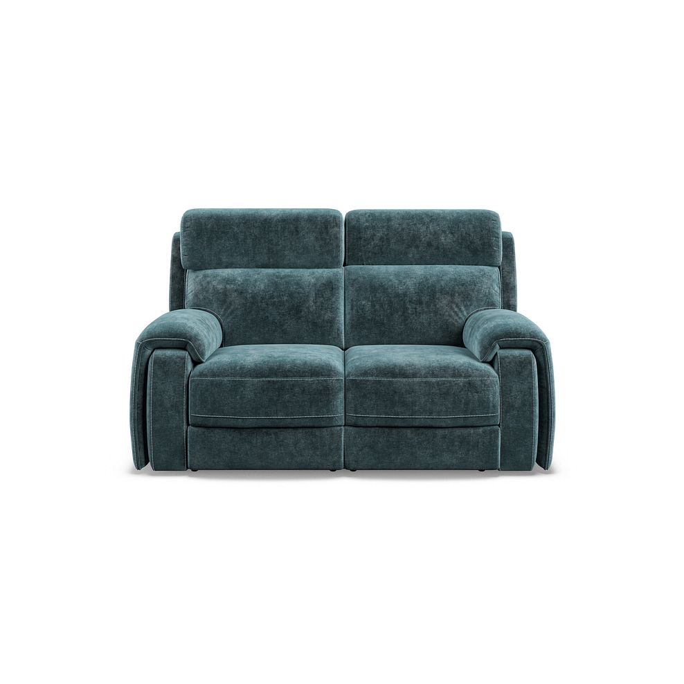 Leo 2 Seater Recliner Sofa with Adjustable Headrests in Descent Blue Fabric 5