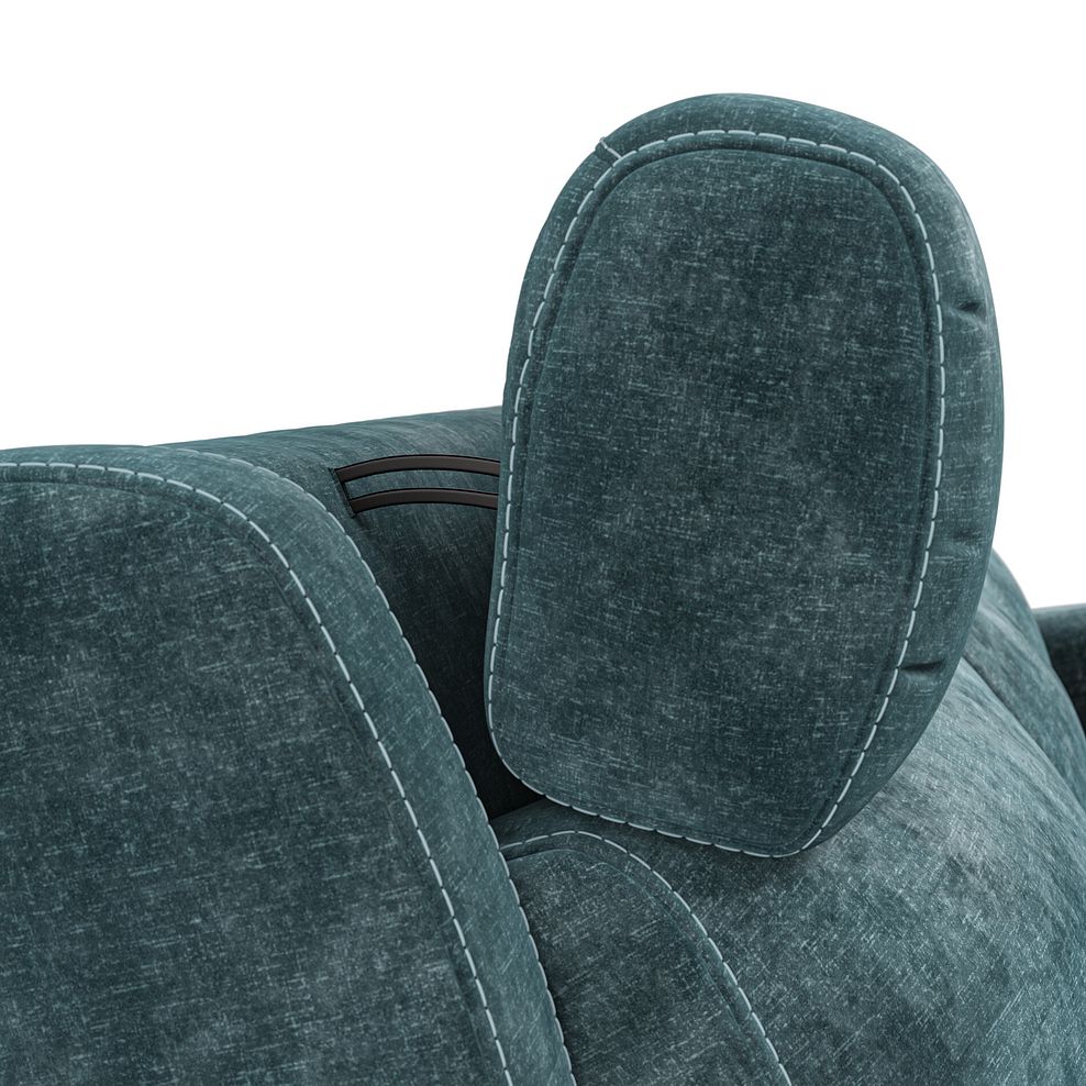 Leo 2 Seater Recliner Sofa with Adjustable Headrests in Descent Blue Fabric 10