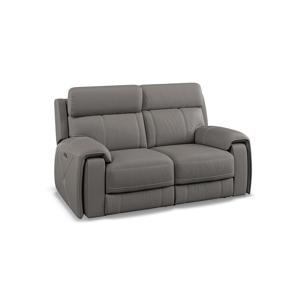 Leo 2 Seater Recliner Sofa with Adjustable Headrests in Elephant Grey Leather