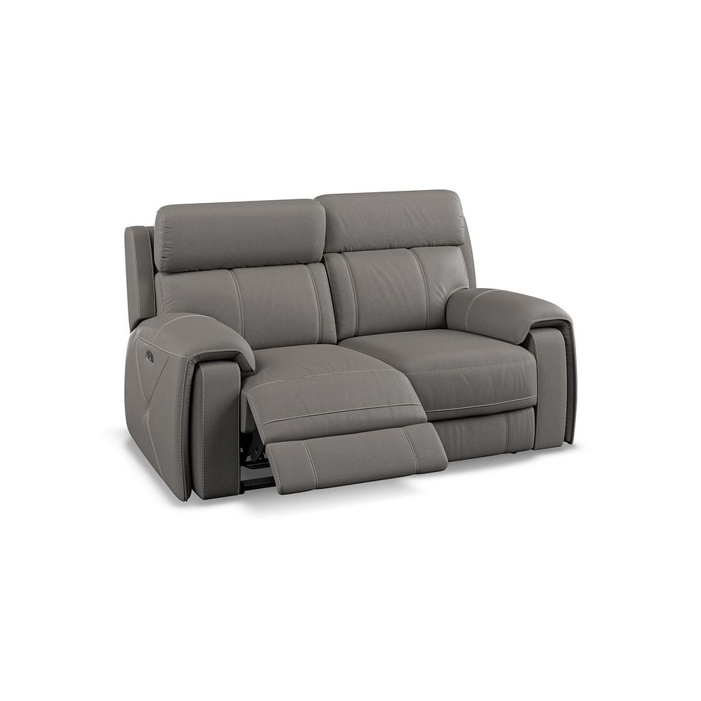 Leo 2 Seater Recliner Sofa with Adjustable Headrests in Elephant Grey Leather 4