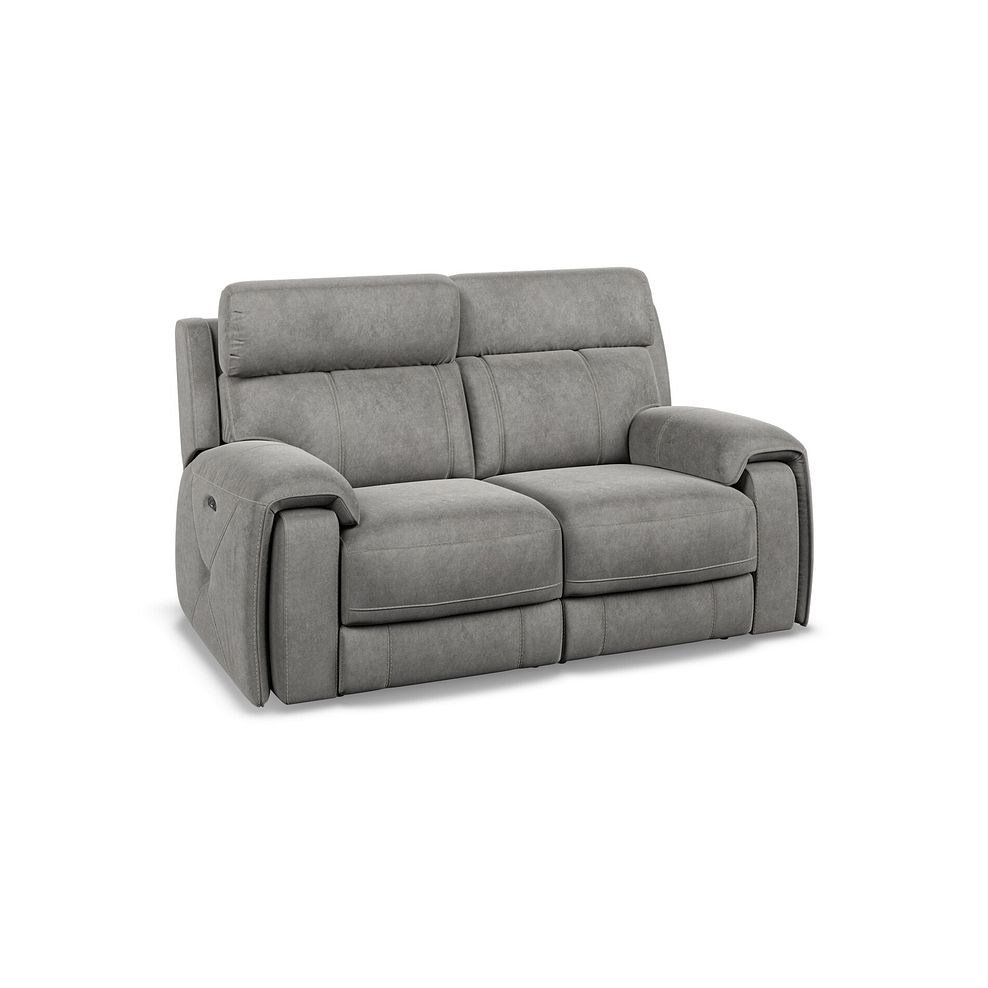 Leo 2 Seater Recliner Sofa with Adjustable Headrests in Maldives Dark Grey Fabric