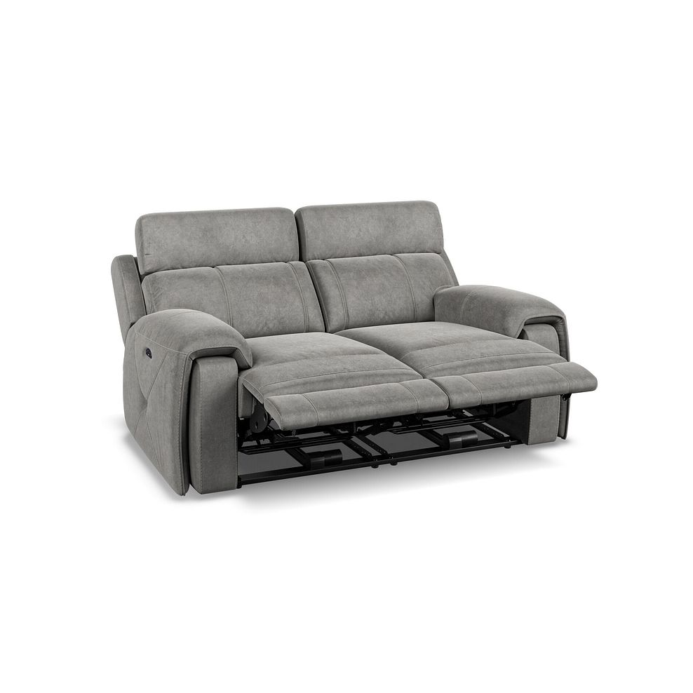 Leo 2 Seater Recliner Sofa with Adjustable Headrests in Maldives Dark Grey Fabric Thumbnail 4