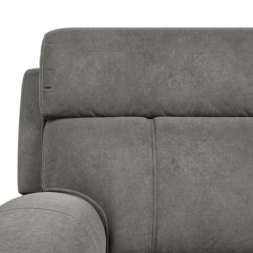 Leo 2 Seater Recliner Sofa with Adjustable Headrests in Maldives Dark Grey Fabric 13