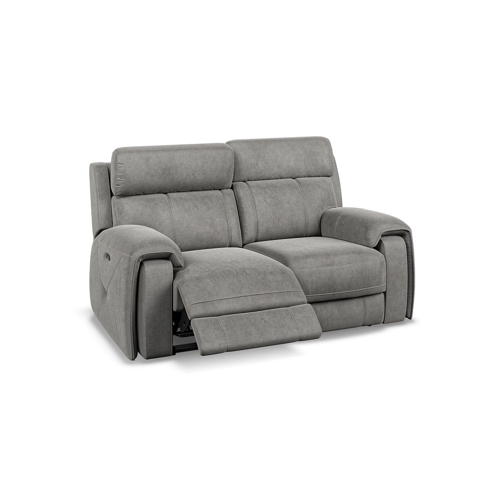 Leo 2 Seater Recliner Sofa with Adjustable Headrests in Maldives Dark Grey Fabric Thumbnail 4