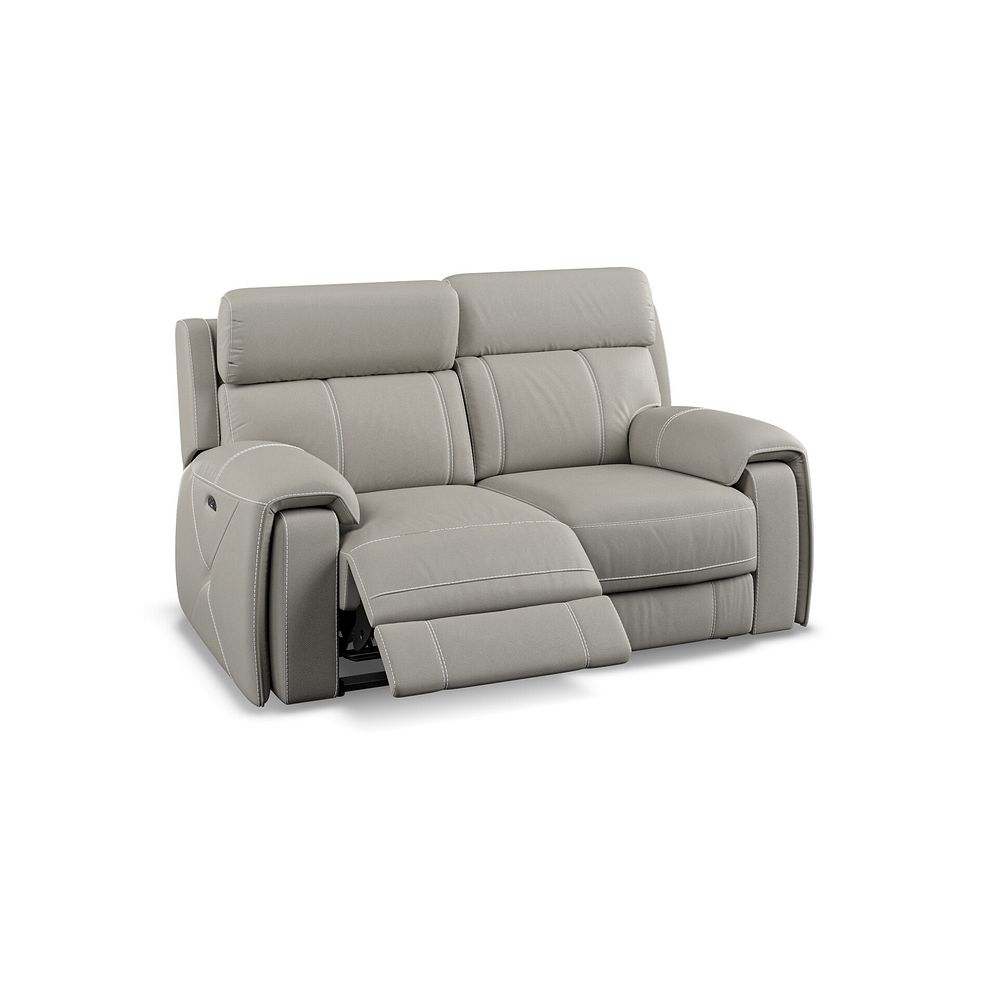 Leo 2 Seater Recliner Sofa with Adjustable Headrests in Taupe Leather Thumbnail 4
