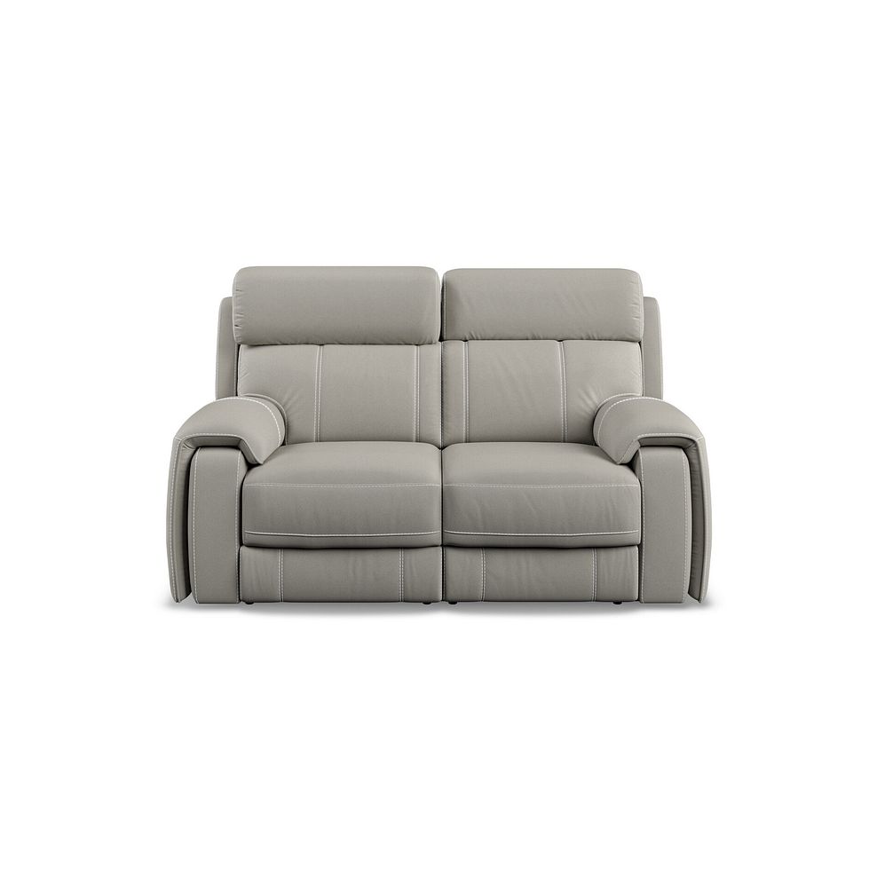 Leo 2 Seater Recliner Sofa with Adjustable Headrests in Taupe Leather 2