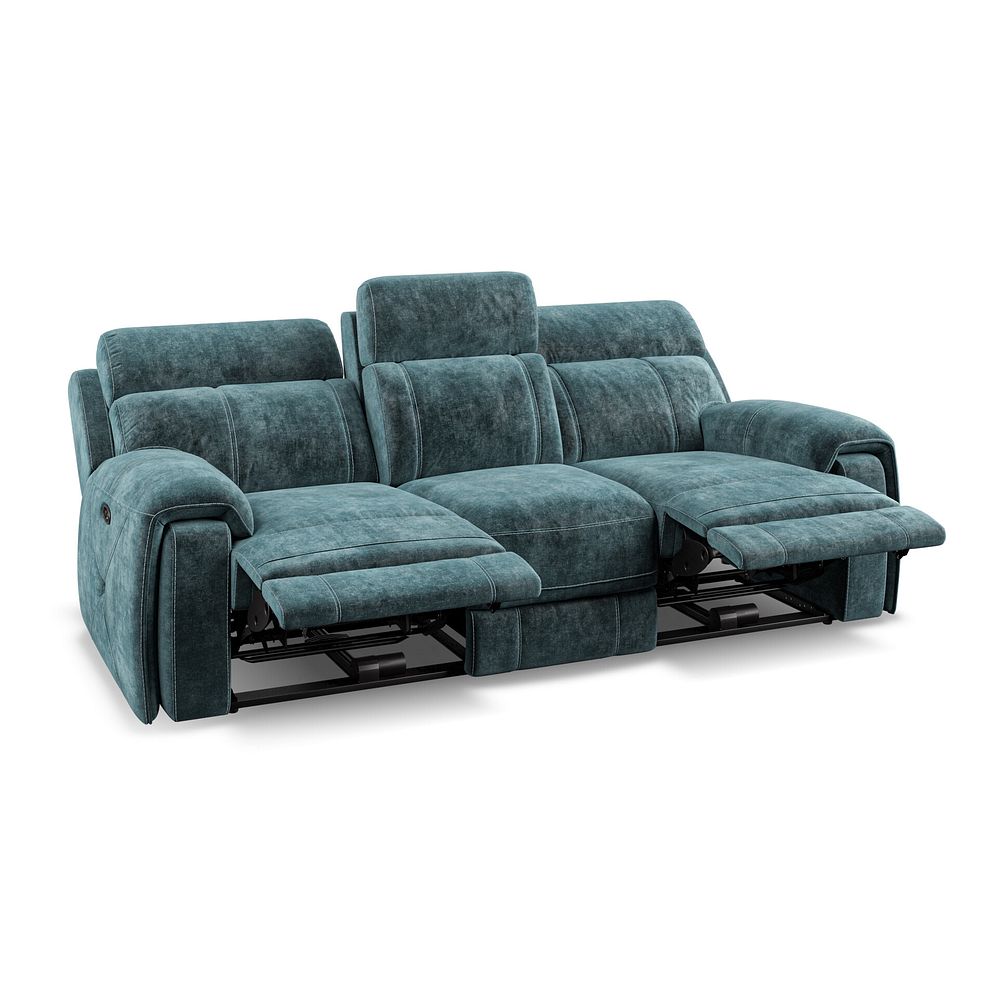 Leo 3 Seater Recliner Sofa in Descent Blue Fabric Thumbnail 3