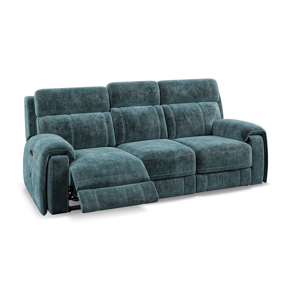 Leo 3 Seater Recliner Sofa in Descent Blue Fabric Thumbnail 4