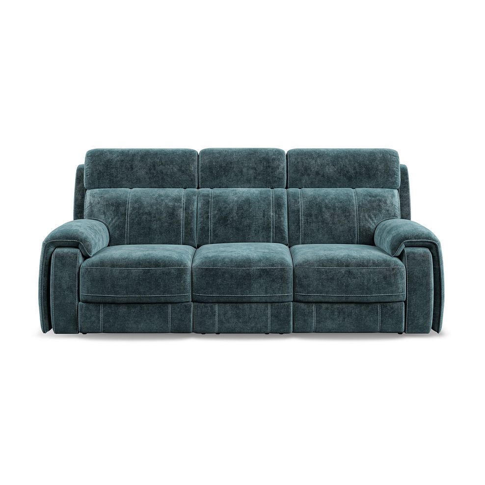 Leo 3 Seater Recliner Sofa in Descent Blue Fabric Thumbnail 2