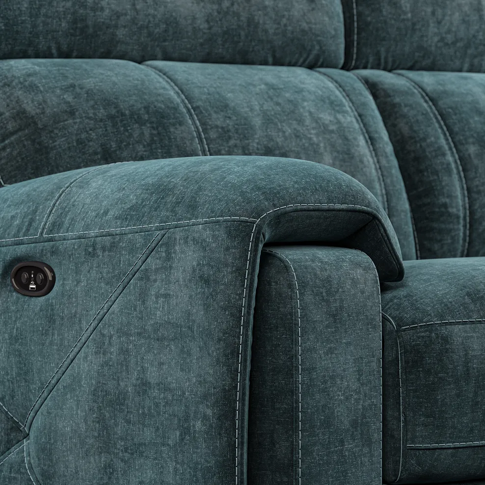 Leo 3 Seater Recliner Sofa in Descent Blue Fabric 10