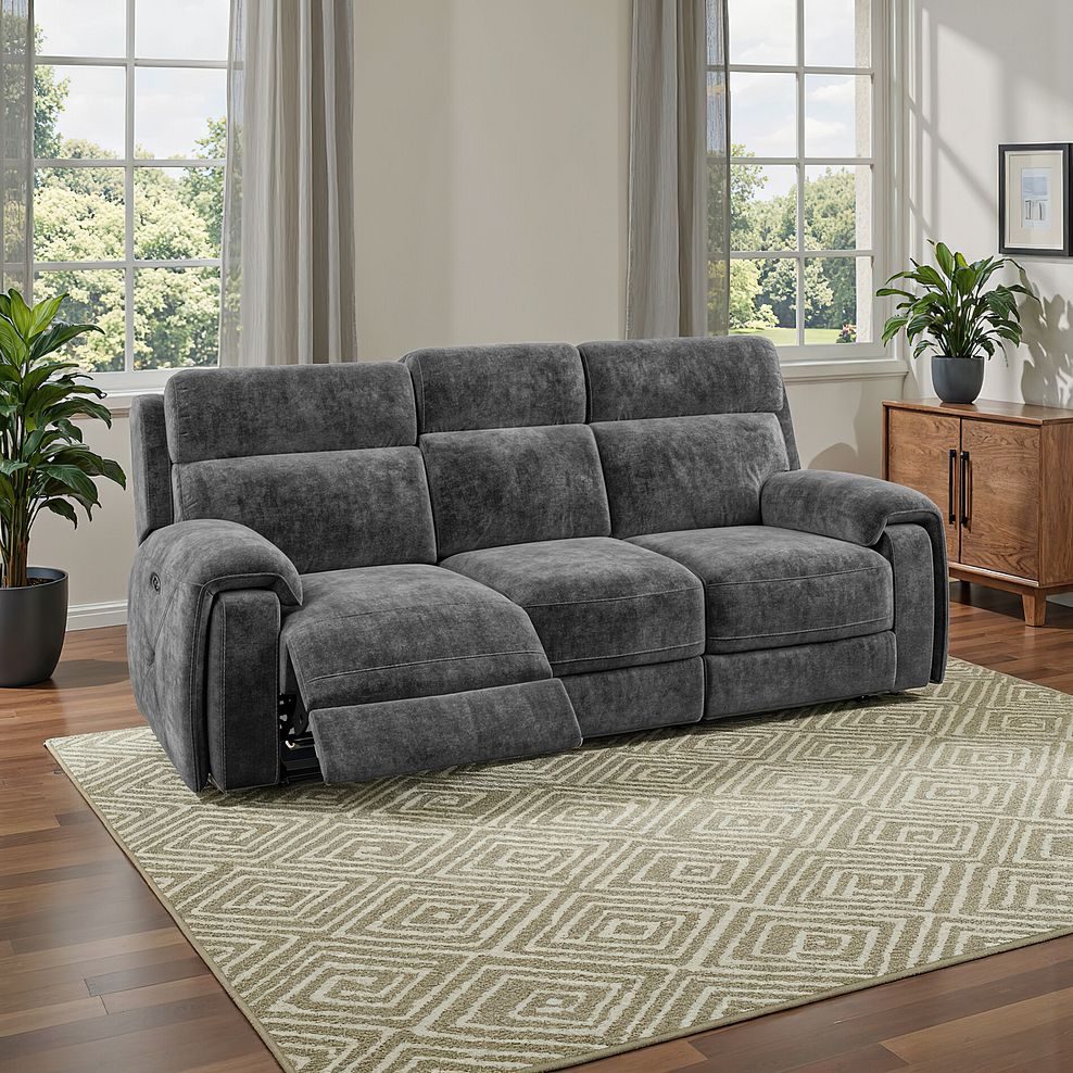 Leo 3 Seater Recliner Sofa in Descent Charcoal Fabric 16