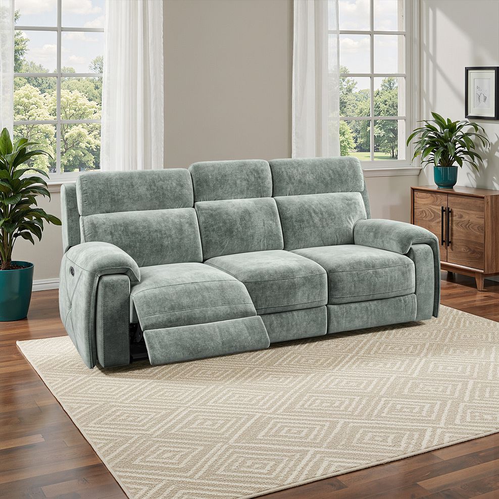 Leo 3 Seater Recliner Sofa in Descent Pewter Fabric 1