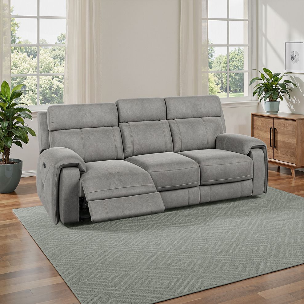 Leo 3 Seater Recliner Sofa in Maldives Dark Grey Fabric 1