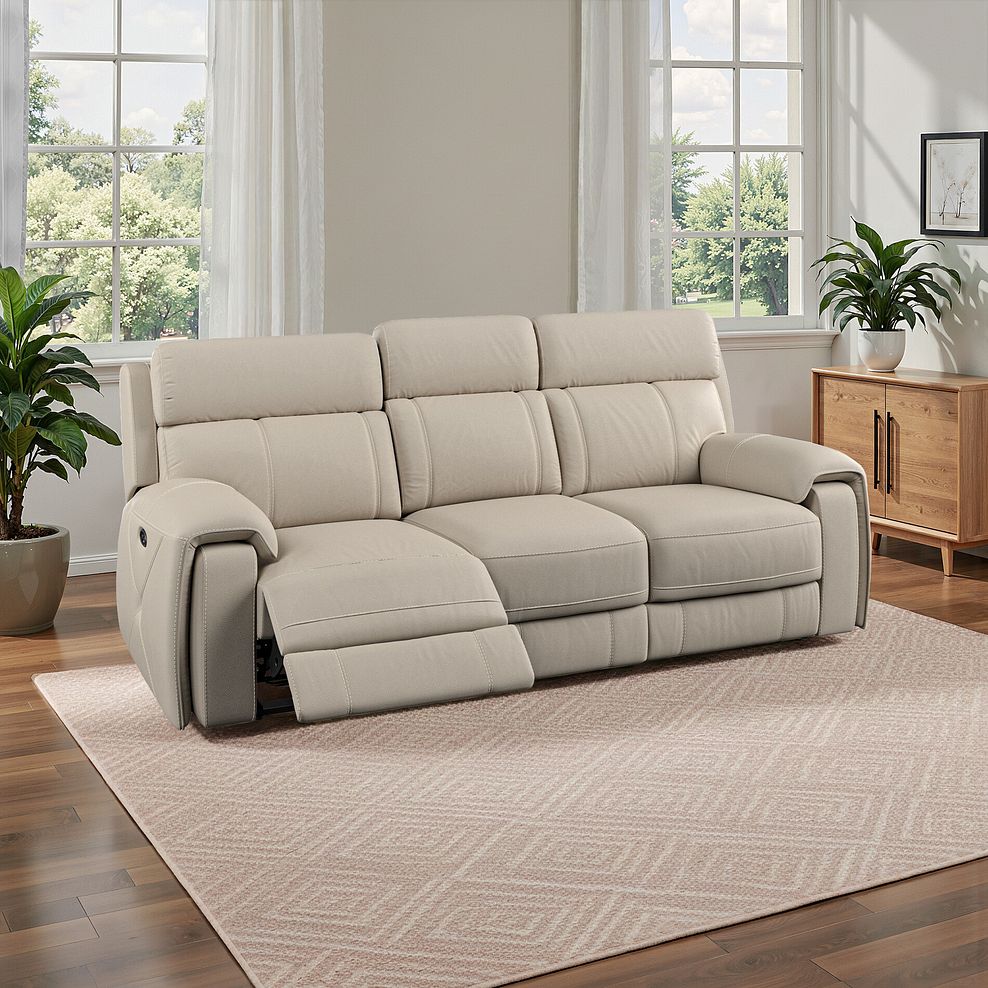Leo 3 Seater Recliner Sofa in Pebble Leather 16
