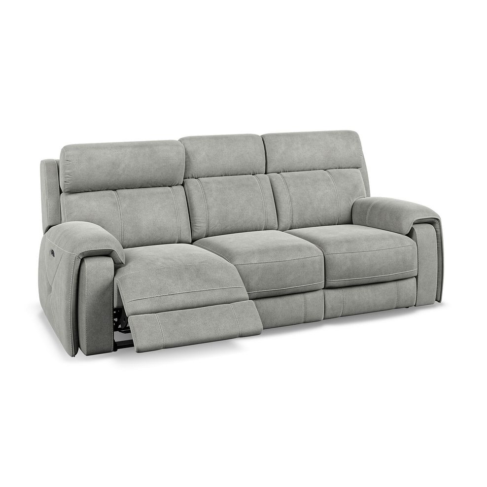 Leo 3 Seater Recliner Sofa with Adjustable Headrests in Billy Joe Dove Grey Fabric Thumbnail 2