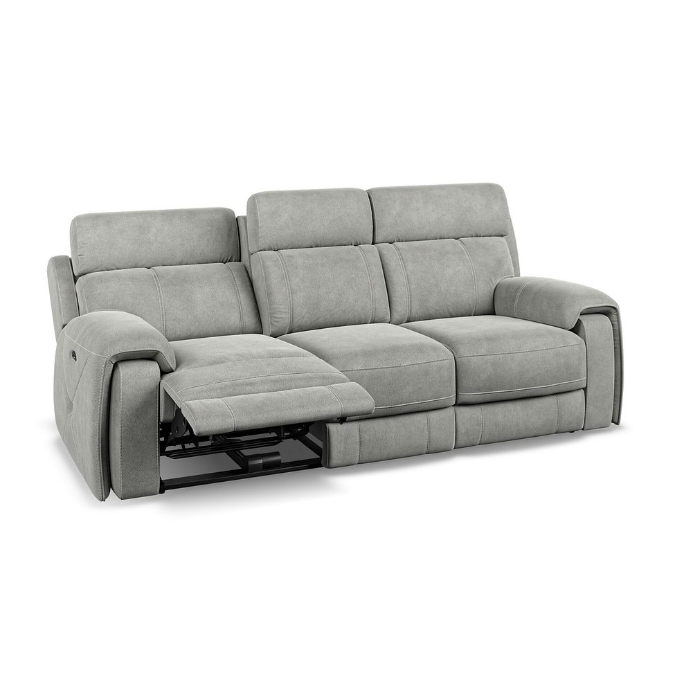 Leo 3 Seater Recliner Sofa with Adjustable Headrests in Billy Joe Dove Grey Fabric Thumbnail 3