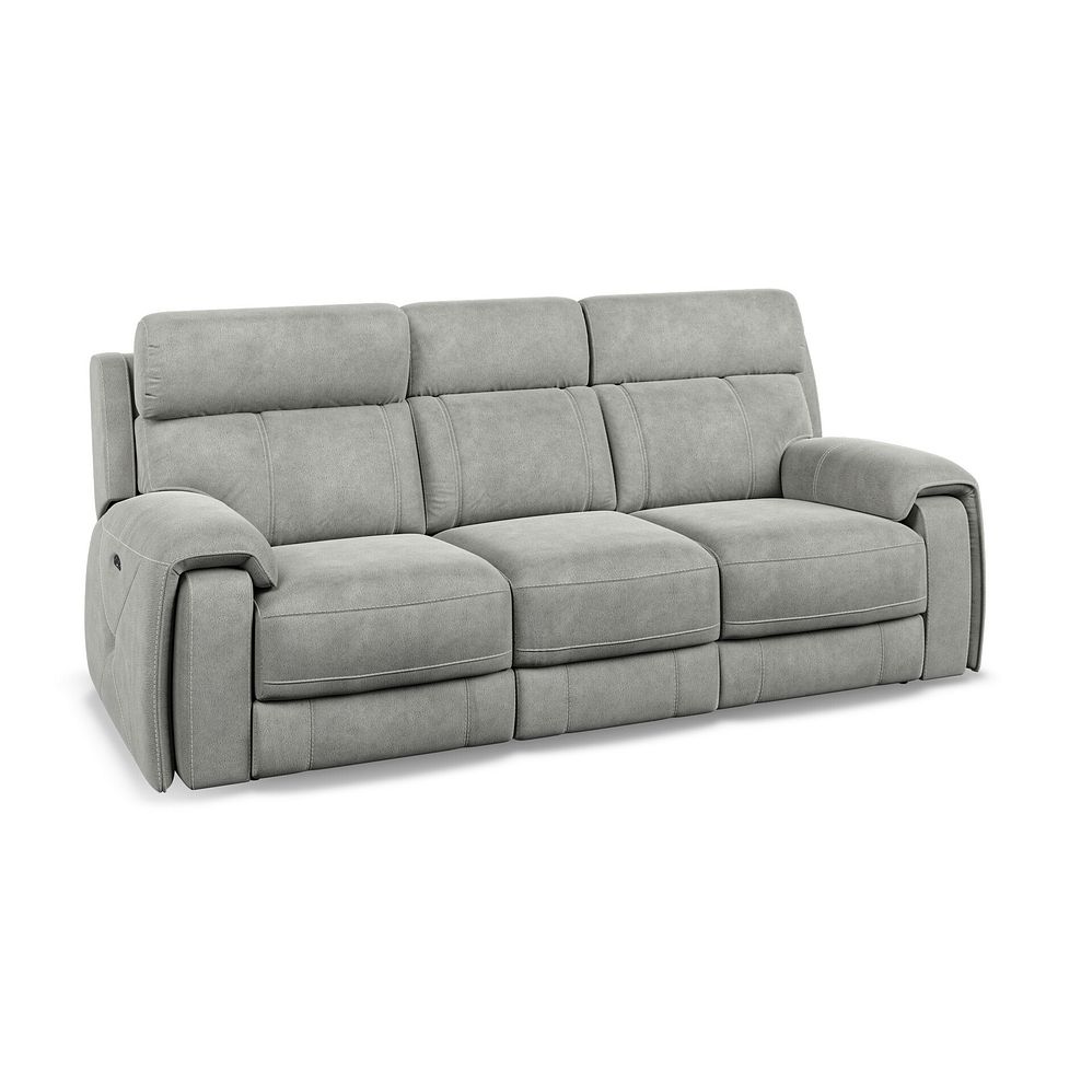 Leo 3 Seater Recliner Sofa with Adjustable Headrests in Billy Joe Dove Grey Fabric 1