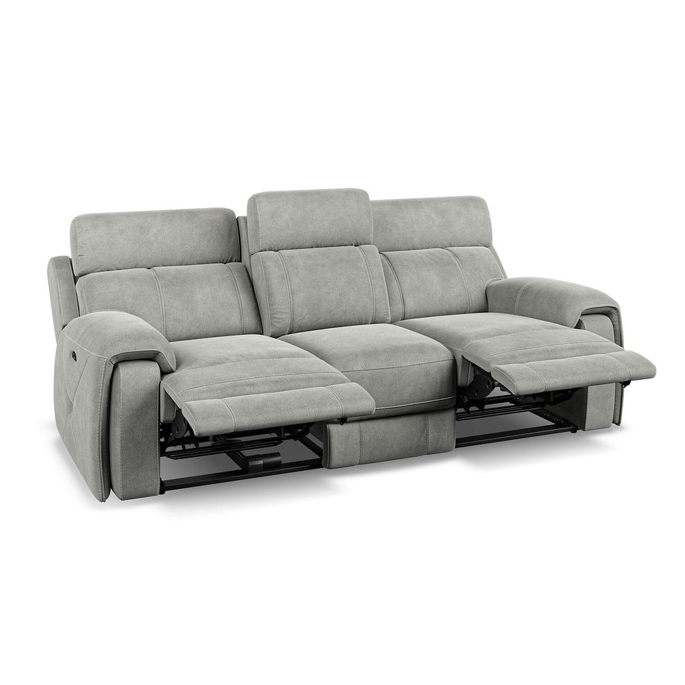 Leo 3 Seater Recliner Sofa with Adjustable Headrests in Billy Joe Dove Grey Fabric Thumbnail 3