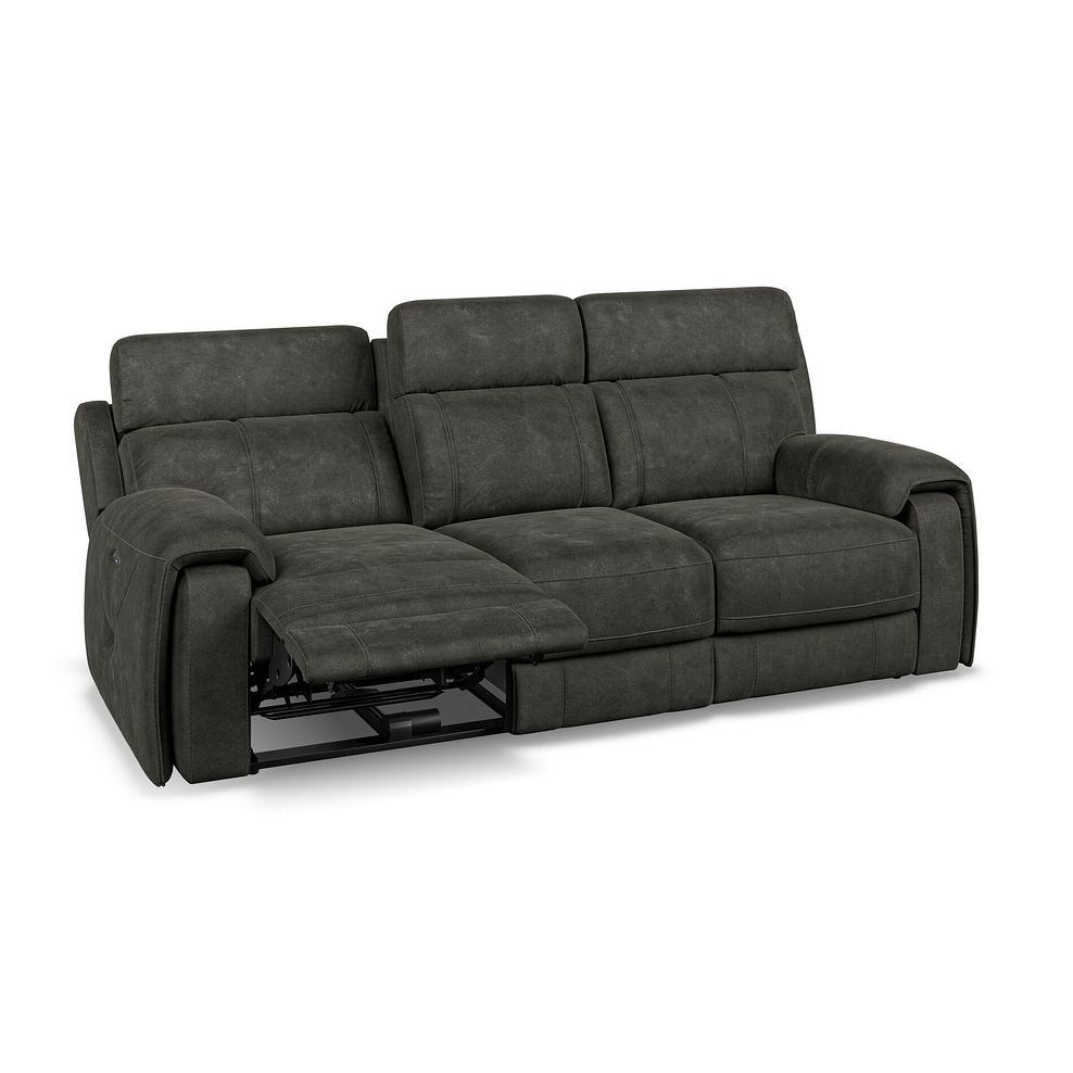 Leo 3 Seater Recliner Sofa with Adjustable Headrests in Billy Joe Grey Fabric 3