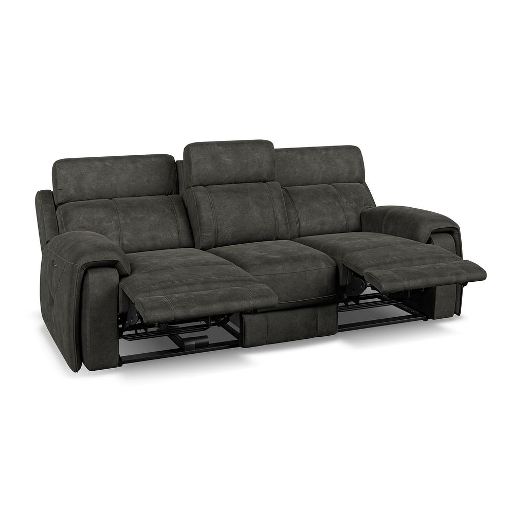 Leo 3 Seater Recliner Sofa with Adjustable Headrests in Billy Joe Grey Fabric 3