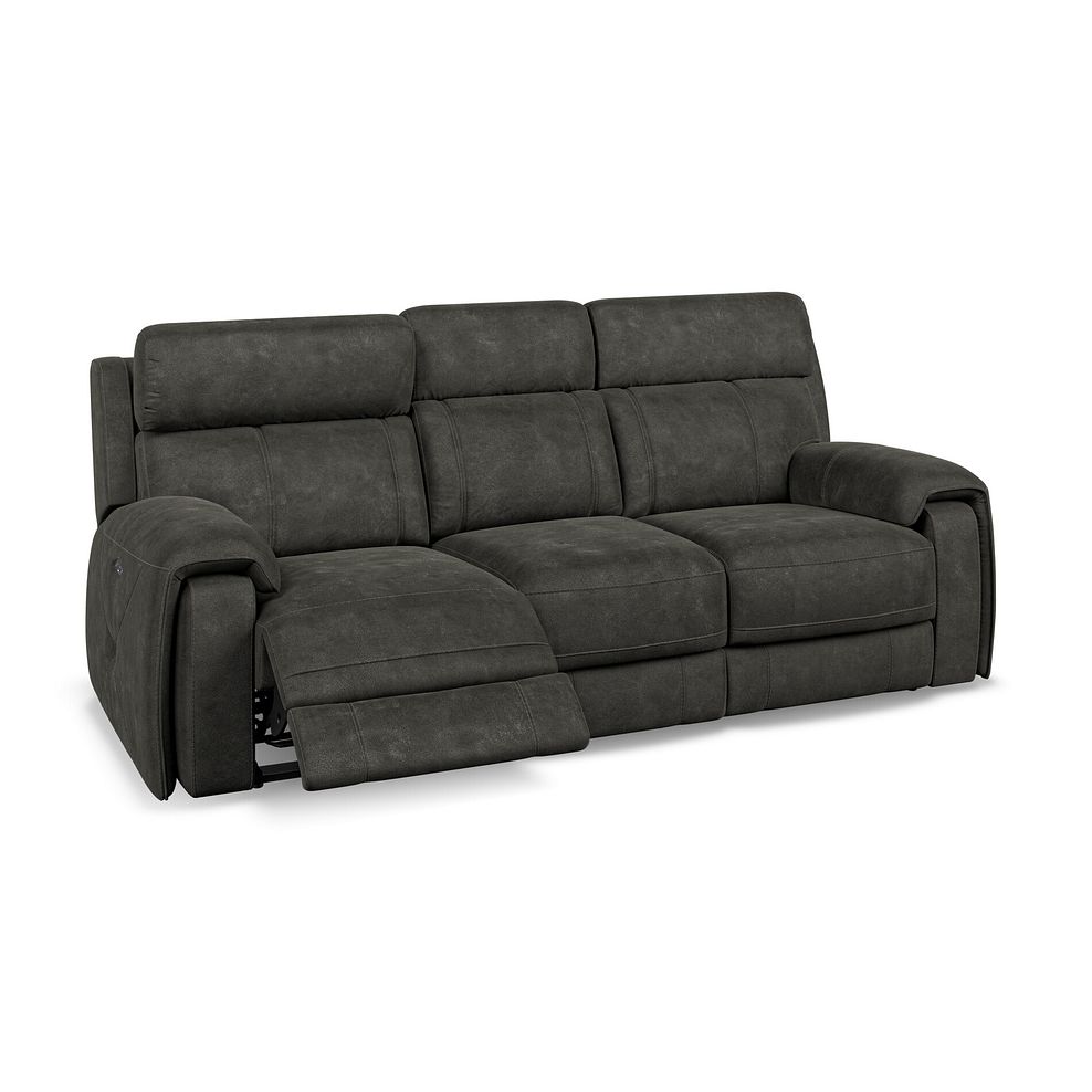 Leo 3 Seater Recliner Sofa with Adjustable Headrests in Billy Joe Grey Fabric 4
