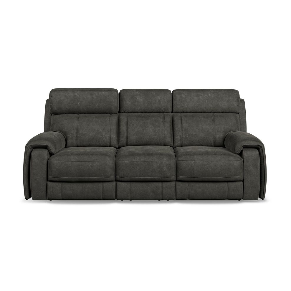 Leo 3 Seater Recliner Sofa with Adjustable Headrests in Billy Joe Grey Fabric Thumbnail 2