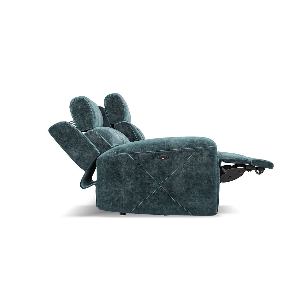 Leo 3 Seater Recliner Sofa with Adjustable Headrests in Descent Blue Fabric 7