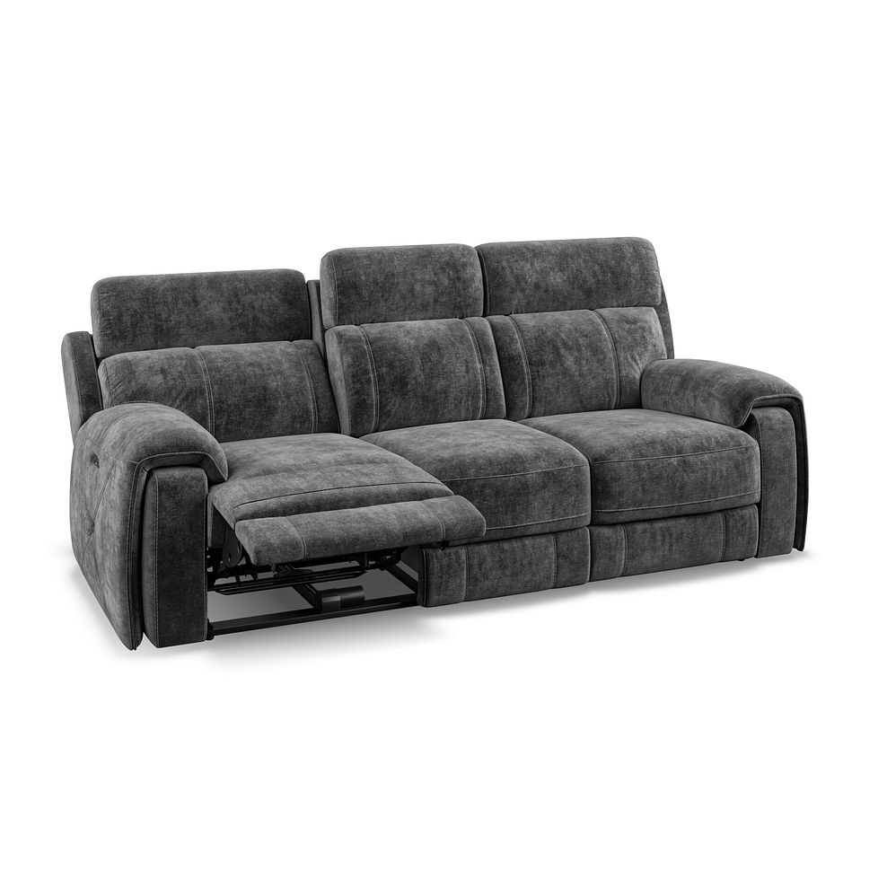 Leo 3 Seater Recliner Sofa with Adjustable Headrests in Descent Charcoal Fabric 3