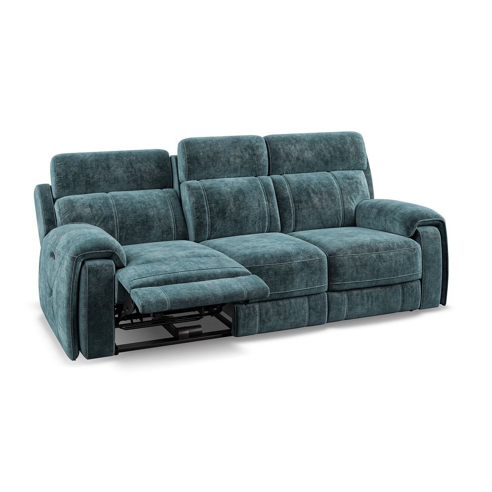 Leo 3 Seater Recliner Sofa with Adjustable Headrests in Descent Blue Fabric Thumbnail 5