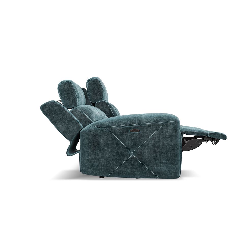 Leo 3 Seater Recliner Sofa with Adjustable Headrests in Descent Blue Fabric 8