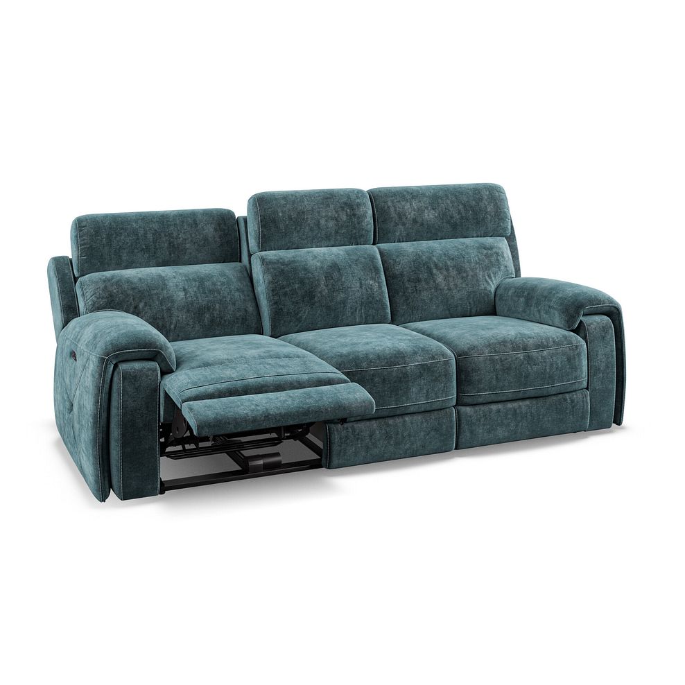 Leo 3 Seater Recliner Sofa with Adjustable Headrests in Descent Blue Fabric 3