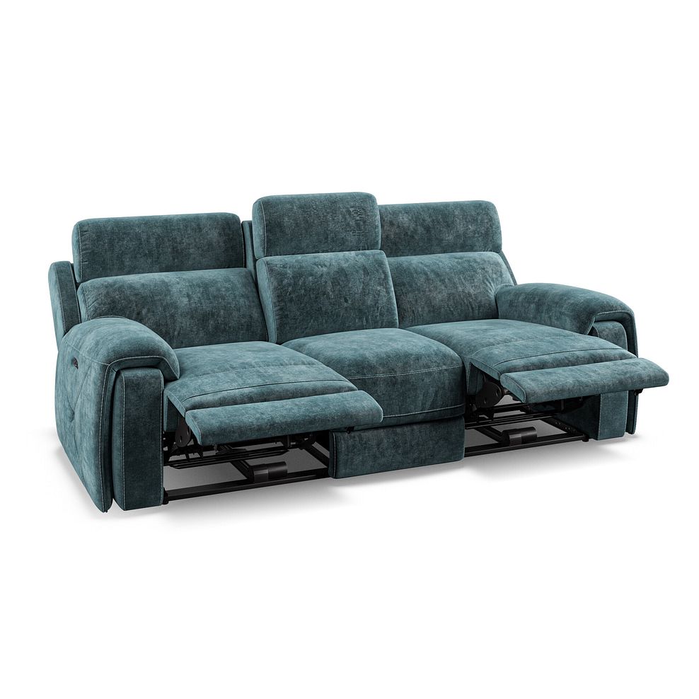 Leo 3 Seater Recliner Sofa with Adjustable Headrests in Descent Blue Fabric 4