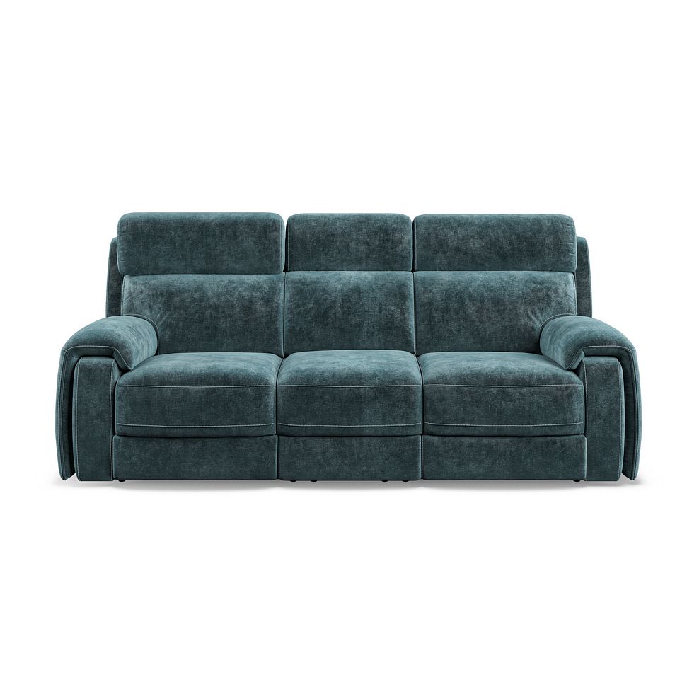 Leo 3 Seater Recliner Sofa with Adjustable Headrests in Descent Blue Fabric 5