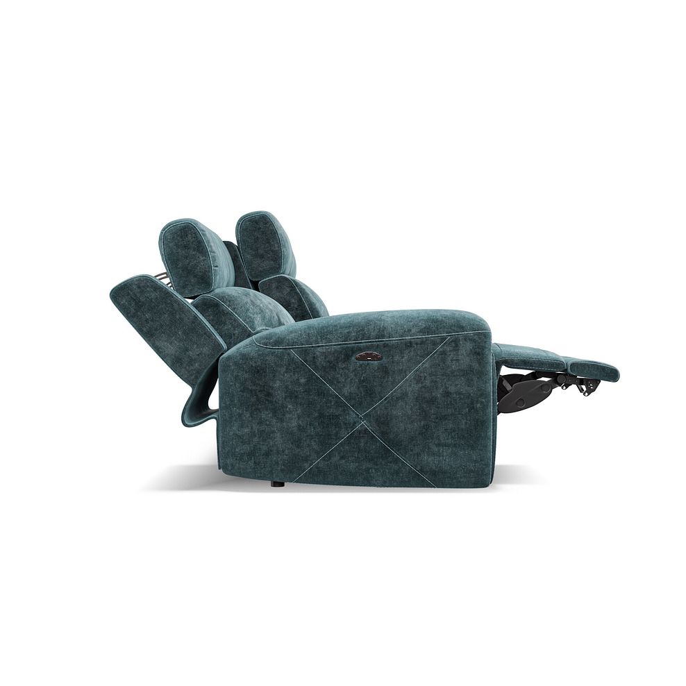 Leo 3 Seater Recliner Sofa with Adjustable Headrests in Descent Blue Fabric 8