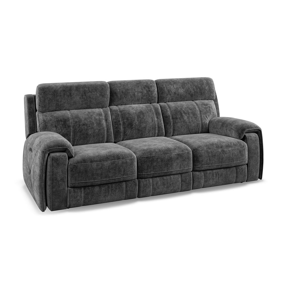 Leo 3 Seater Recliner Sofa with Adjustable Headrests in Descent Charcoal Fabric