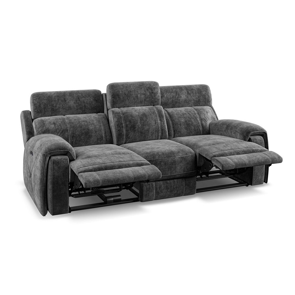 Leo 3 Seater Recliner Sofa with Adjustable Headrests in Descent Charcoal Fabric Thumbnail 2