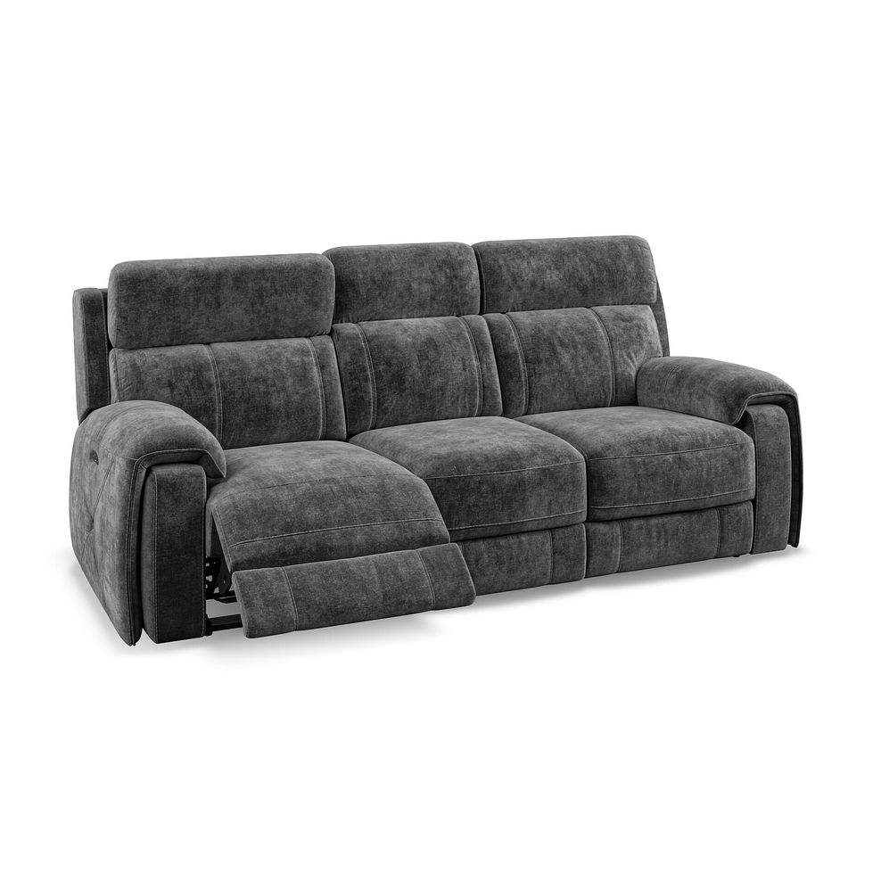 Leo 3 Seater Recliner Sofa with Adjustable Headrests in Descent Charcoal Fabric Thumbnail 4