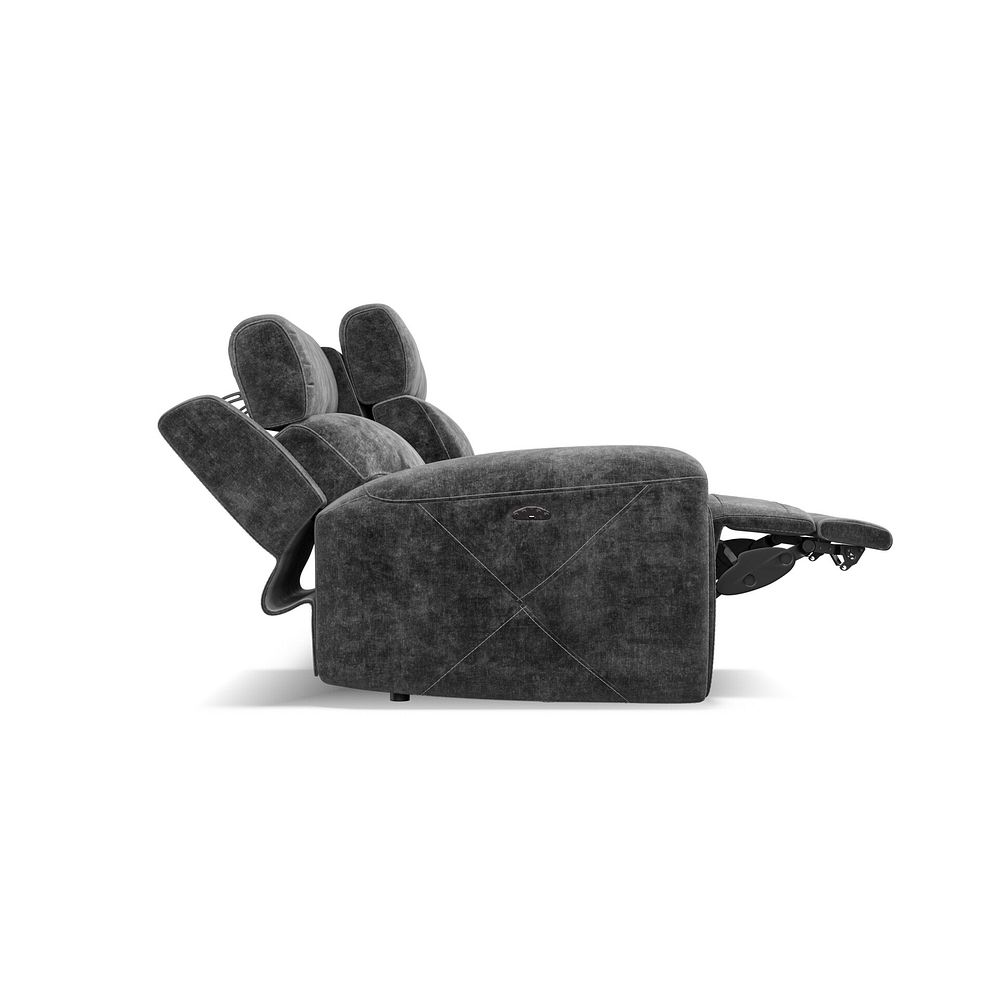 Leo 3 Seater Recliner Sofa with Adjustable Headrests in Descent Charcoal Fabric 11