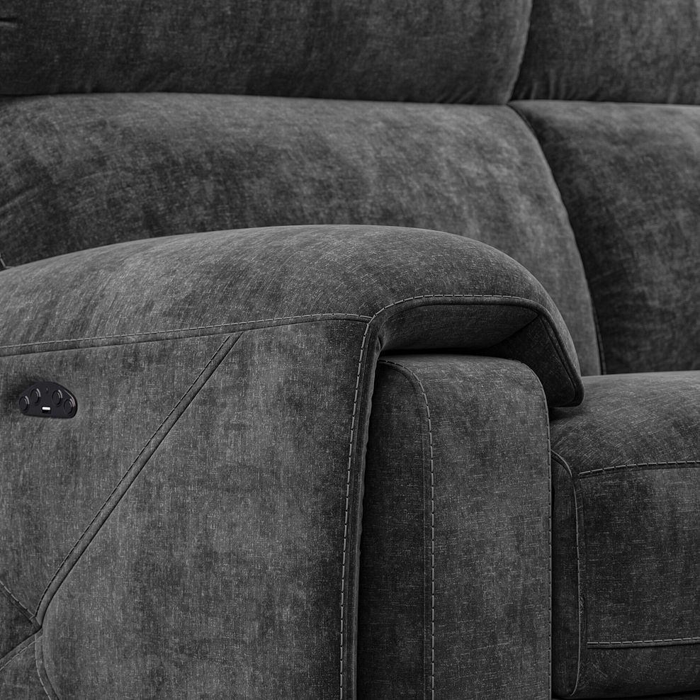 Leo 3 Seater Recliner Sofa with Adjustable Headrests in Descent Charcoal Fabric 14