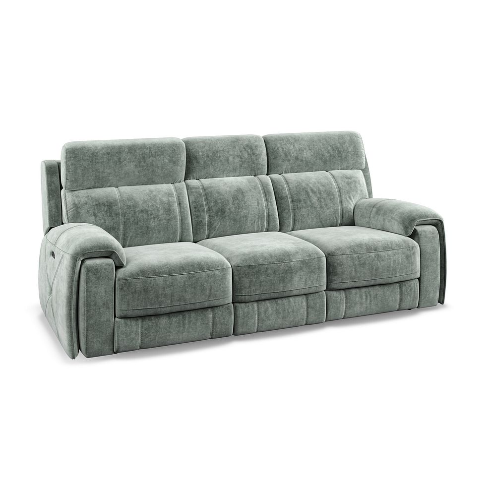 Leo 3 Seater Recliner Sofa with Adjustable Headrests in Descent Pewter Fabric 1