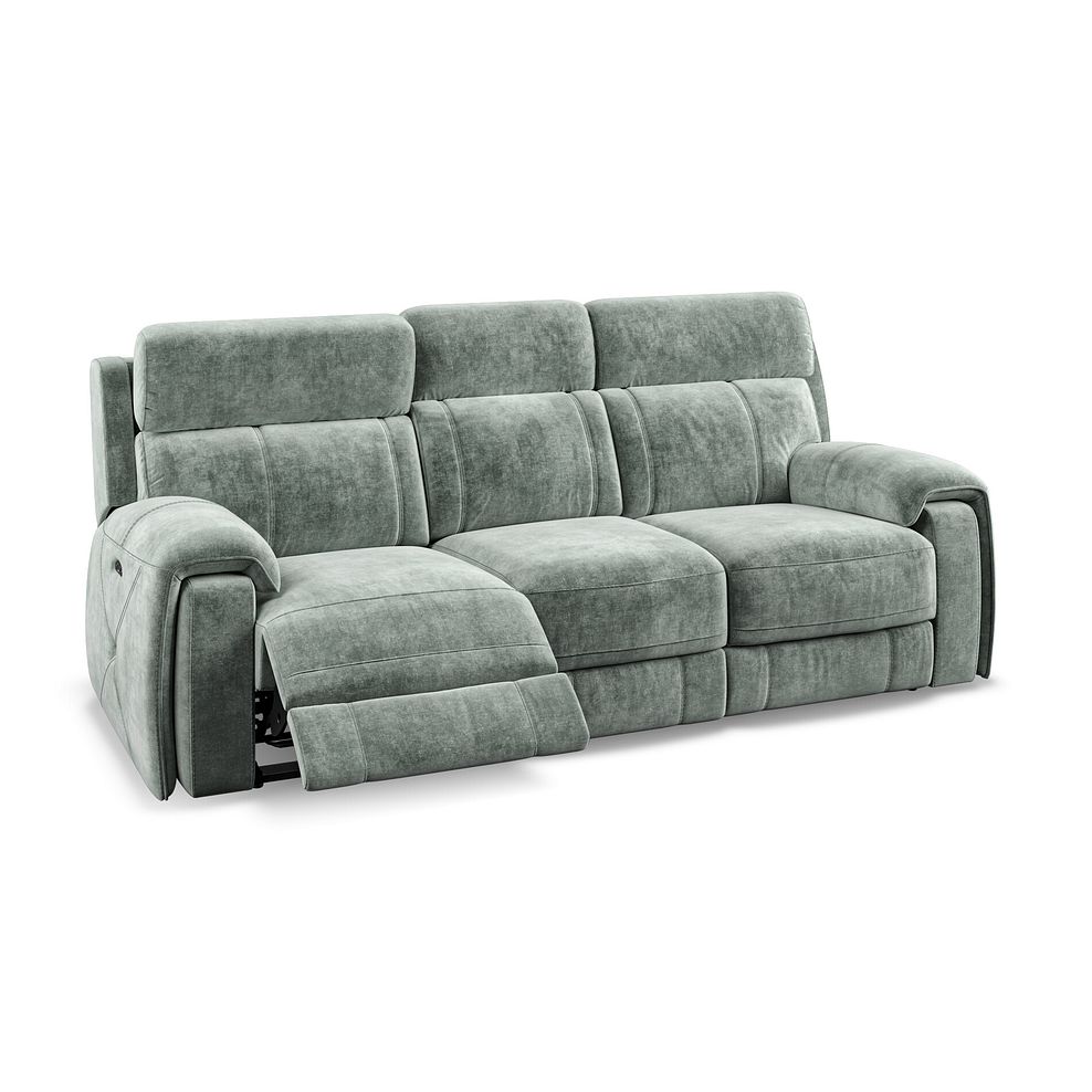 Leo 3 Seater Recliner Sofa with Adjustable Headrests in Descent Pewter Fabric Thumbnail 4