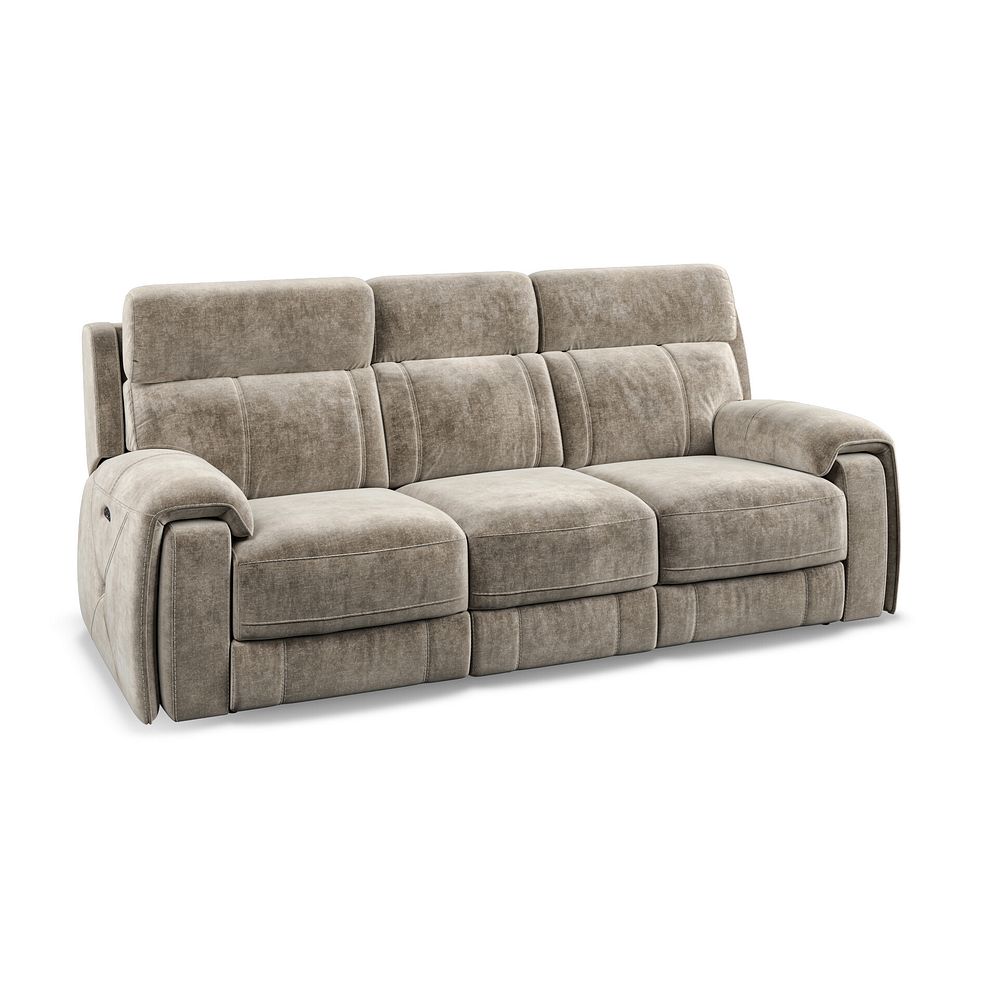 Leo 3 Seater Recliner Sofa with Adjustable Headrests in Descent Taupe Fabric