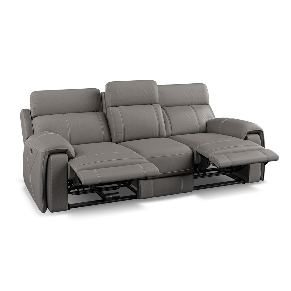 Leo 3 Seater Recliner Sofa with Adjustable Headrests in Elephant Grey Leather 4