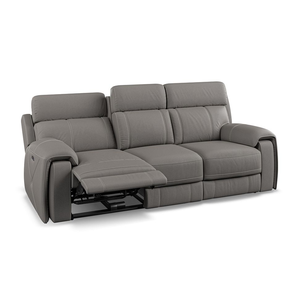 Leo 3 Seater Recliner Sofa with Adjustable Headrests in Elephant Grey Leather 3