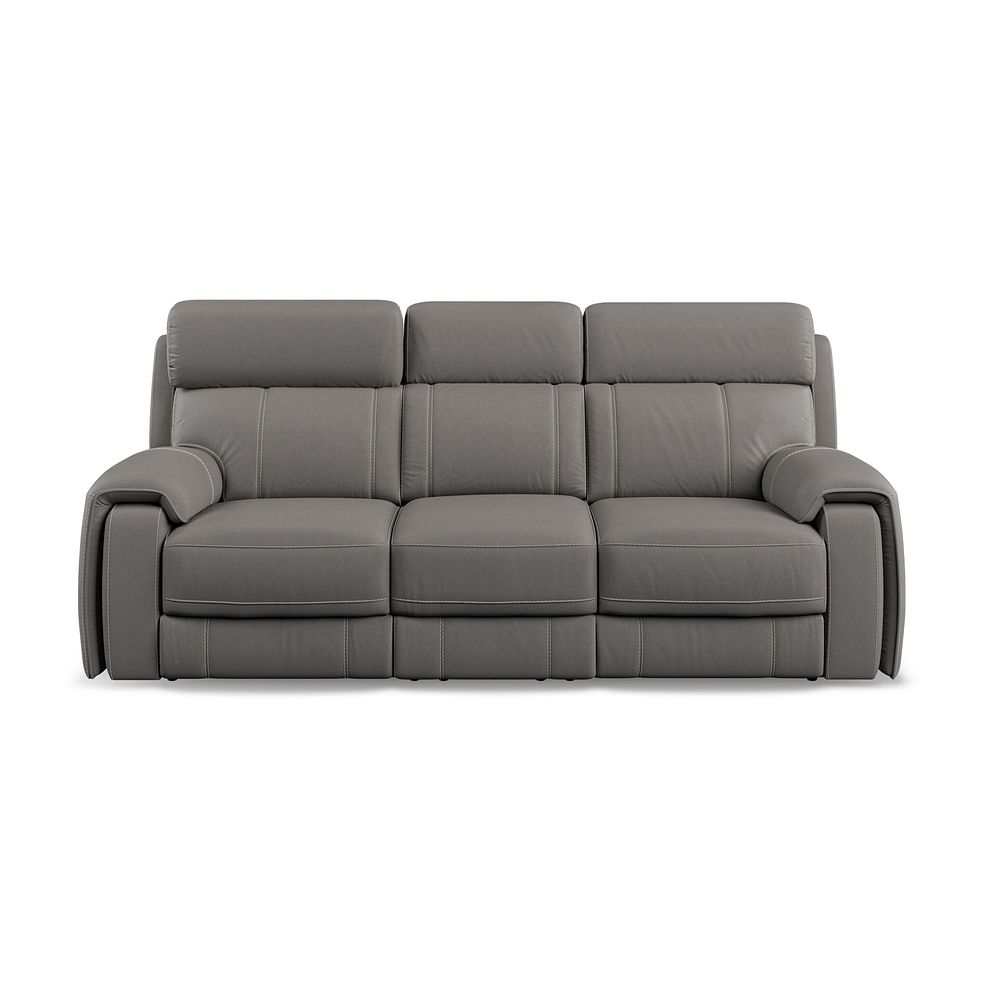 Leo 3 Seater Recliner Sofa with Adjustable Headrests in Elephant Grey Leather 5