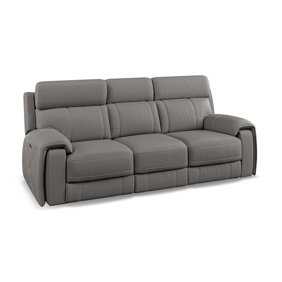 Leo 3 Seater Recliner Sofa with Adjustable Headrests in Elephant Grey Leather