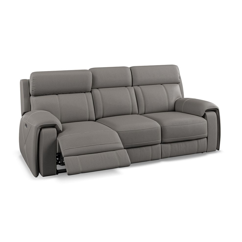Leo 3 Seater Recliner Sofa with Adjustable Headrests in Elephant Grey Leather Thumbnail 4