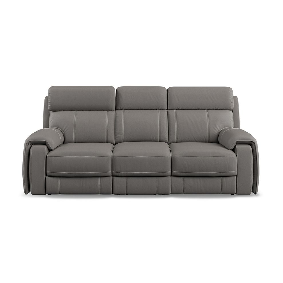 Leo 3 Seater Recliner Sofa with Adjustable Headrests in Elephant Grey Leather 2